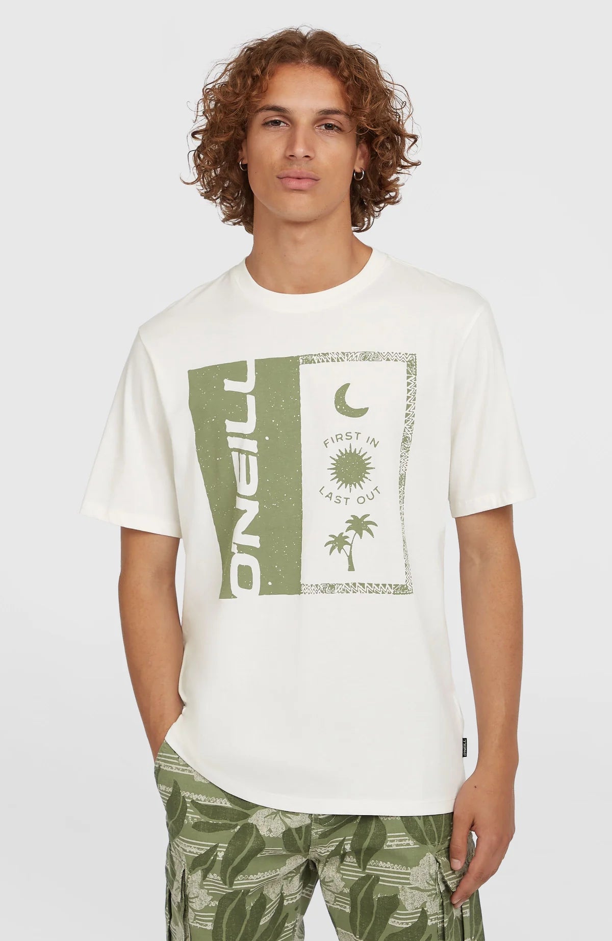 O'Neill Men Front Print T-Shirt Snow White