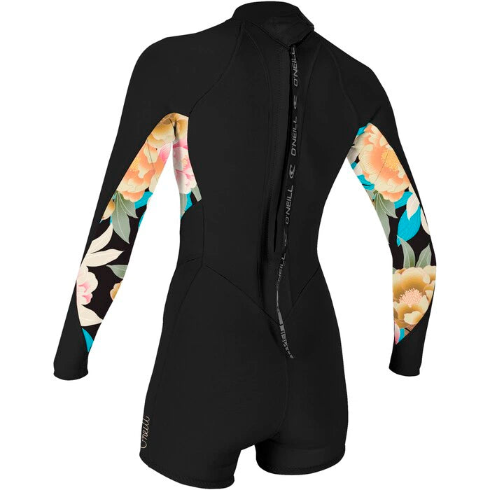 O'neill Womens Bahia 2/1mm Back Zip Long Sleeve Springsuit Wetsuit Black