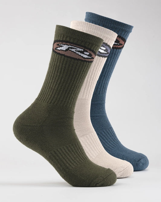 Rusty High Times Mid Calf 3 pack Socks