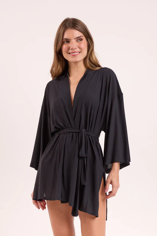 Rio de Sol Black Kimono