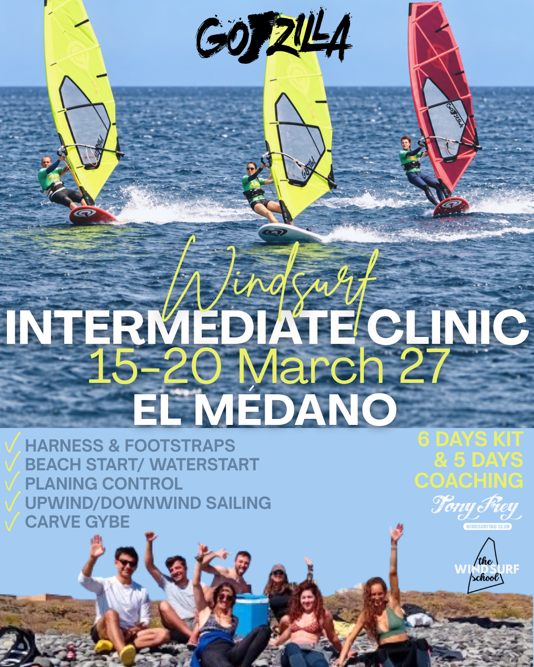 🌊 Intermediate Windsurf Clinic in El Médano: Take your technique to the next level!