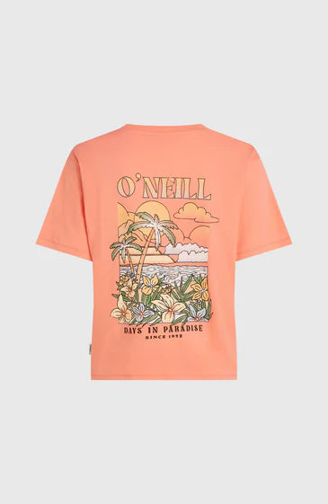 O’Neill Women Boxy Back Print T-Shirt Funky Peach