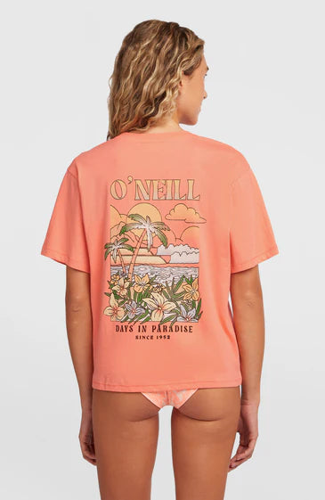 O’Neill Women Boxy Back Print T-Shirt Funky Peach