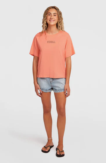 O’Neill Women Boxy Back Print T-Shirt Funky Peach