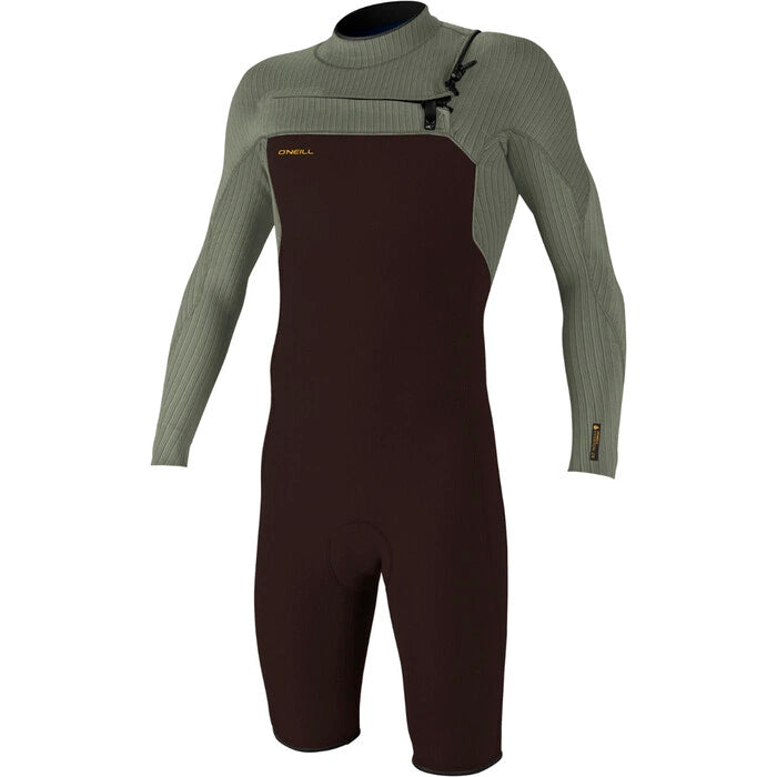 O'Neill Mens Hyperfreak 2mm Chest Zip Long Sleeve Springsuit Wetsuit Green/black