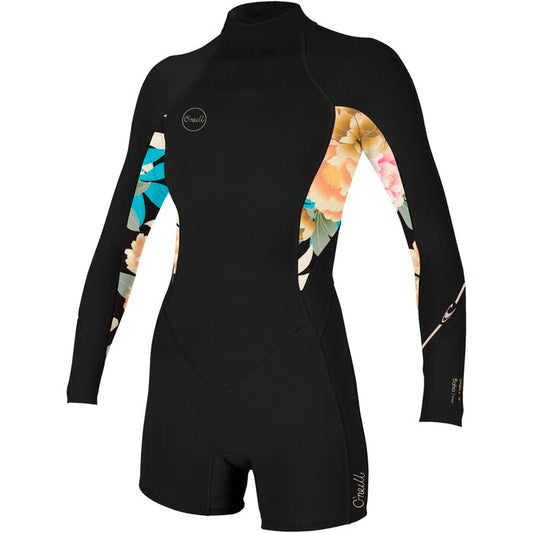 O'neill Womens Bahia 2/1mm Back Zip Long Sleeve Springsuit Wetsuit Black