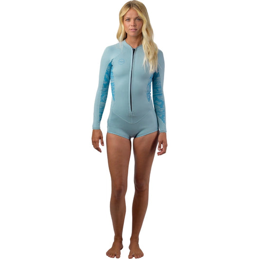 O'NEILL Womens Bahia 2/1mm Front Zip L/S Short Spring Blue