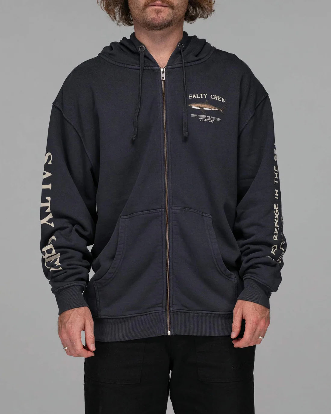 Salty Crew Bruce Vintage Zip Black