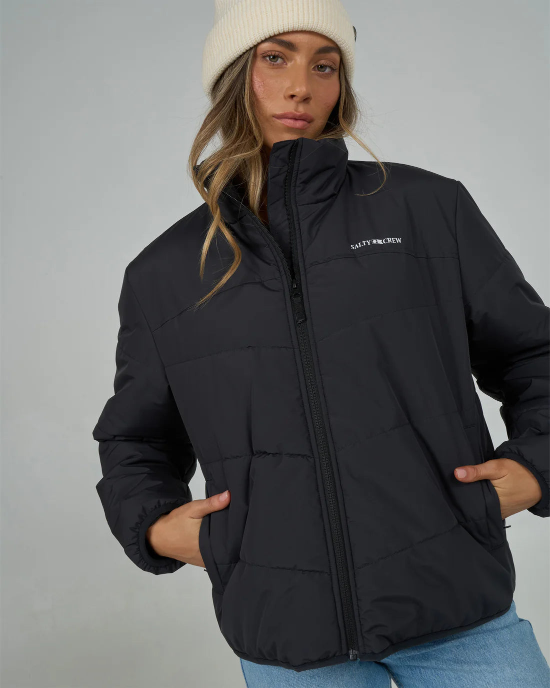 Salty Crew Barrier Puffer Jacket Black