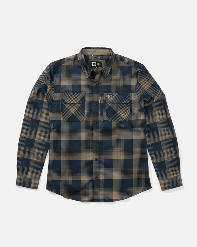 Salty Crew Fathom Ls Teach Flannel Midnight Navy