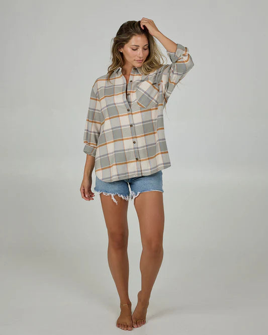 Salty Crew  Shore Break Flannel Clay Grey
