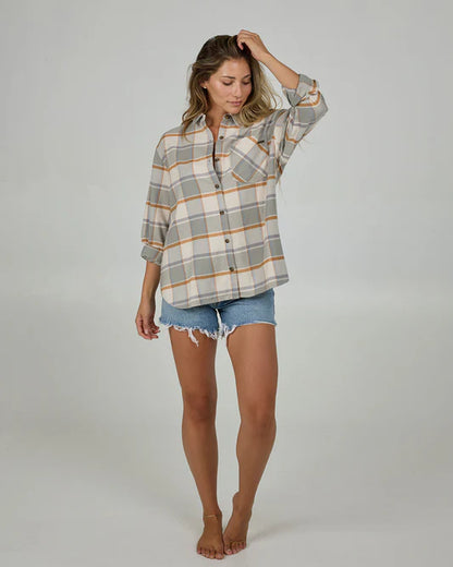 Salty Crew  Shore Break Flannel Clay Grey