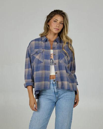 Salty Crew Nomad Flannel  Dusty Blue
