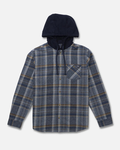 Salty Crew Whitewash hooded Flannel Midnight Navy