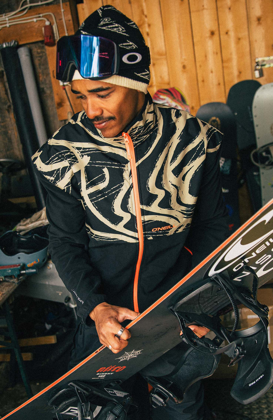 O'Neill | Men FWC'Play Polartec Full-Zip Hyperfleece | Beige Snowtracks