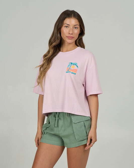 Salty Crew Travel Far Skimmer Tee Pink Skies