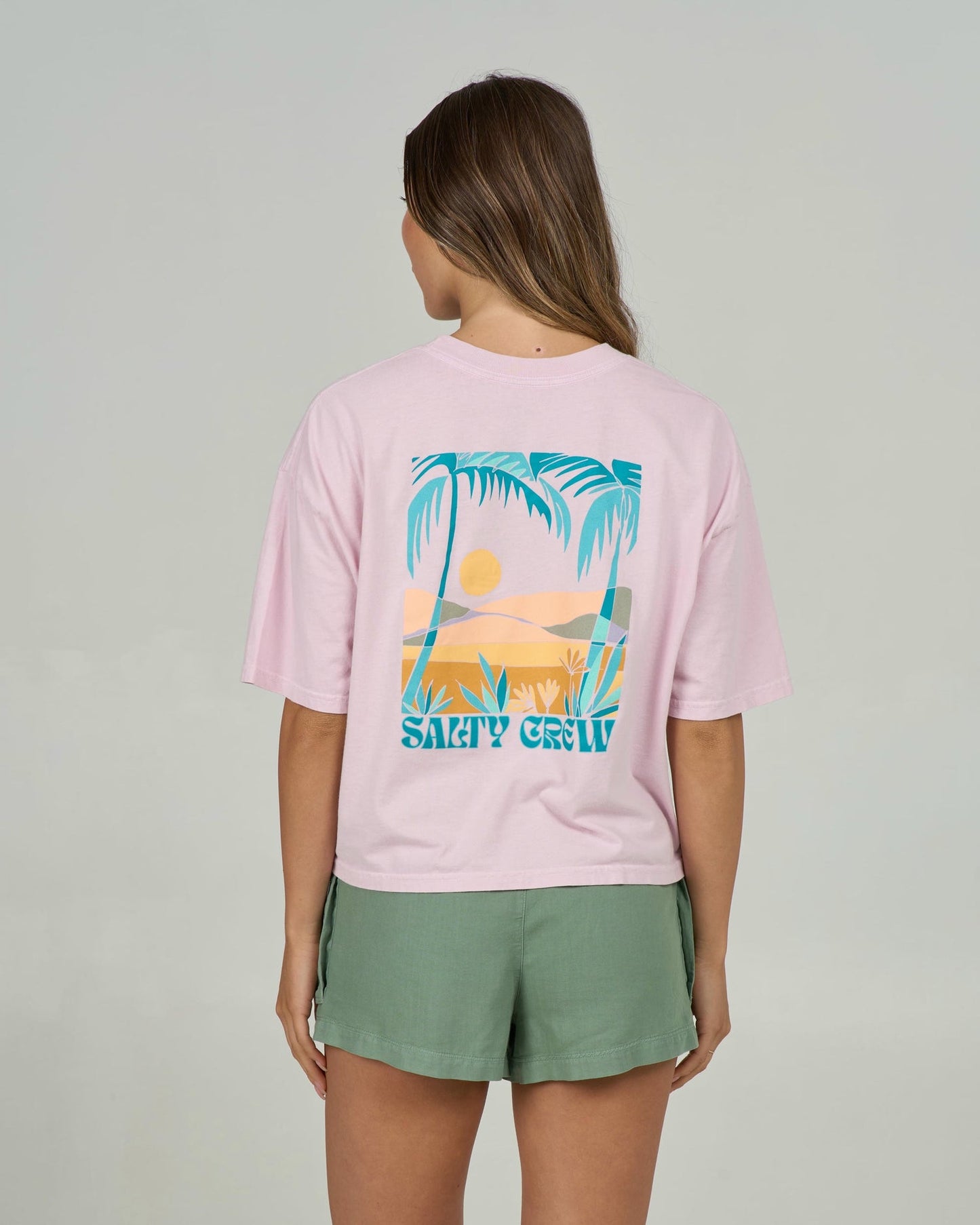 Salty Crew Travel Far Skimmer Tee Pink Skies