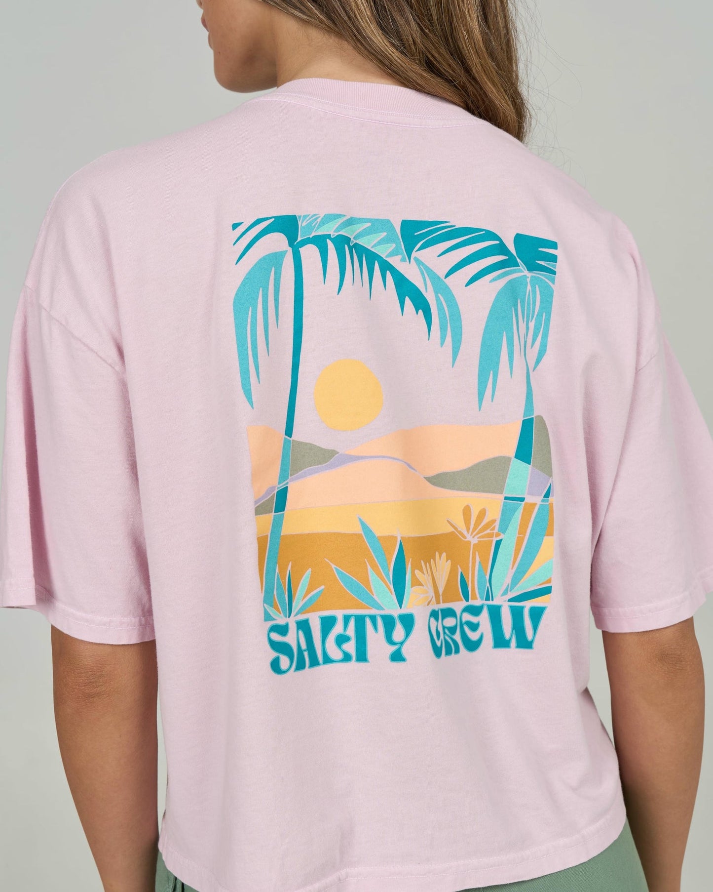 Salty Crew Travel Far Skimmer Tee Pink Skies