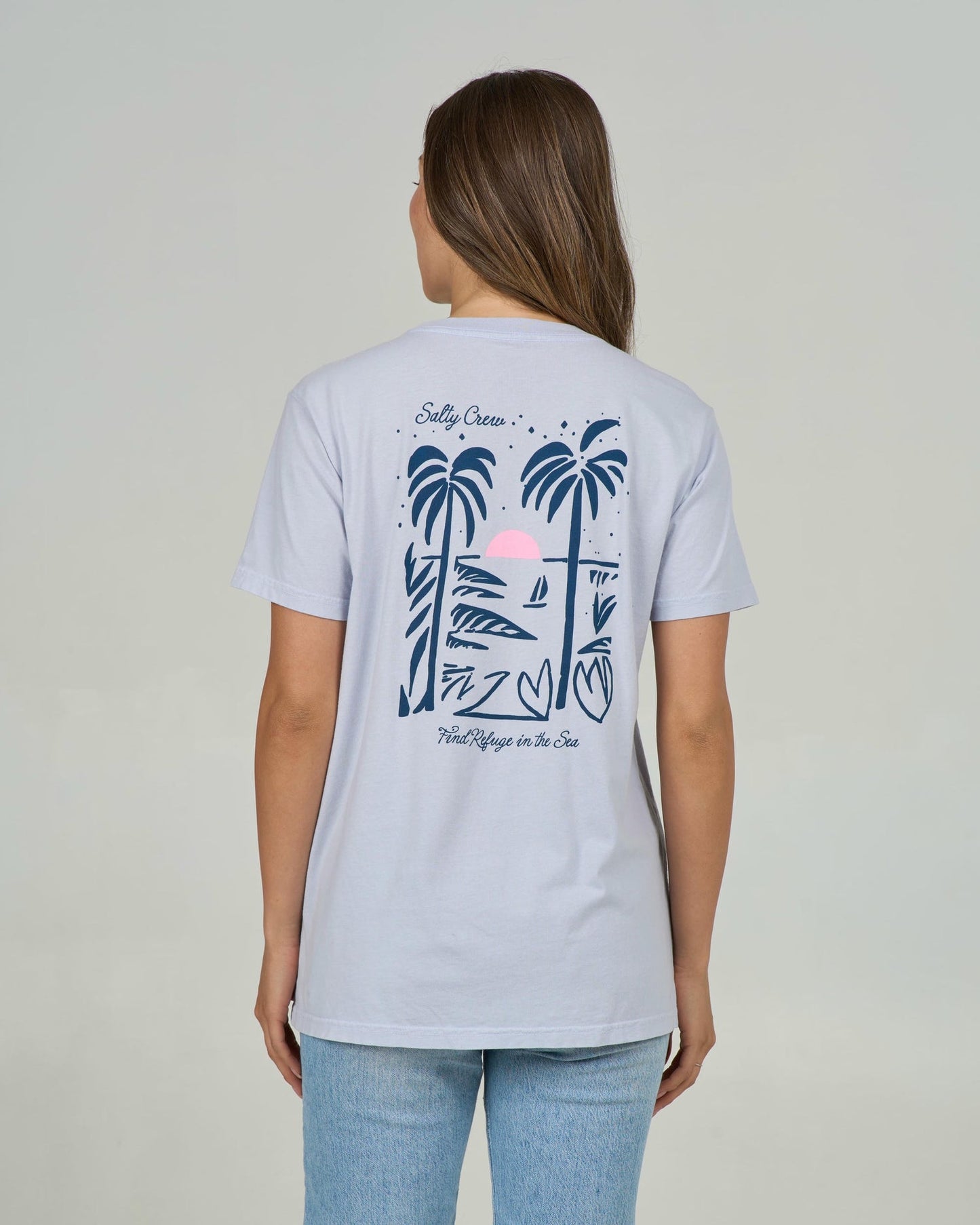 Salty Crew Geo Palm BF Tee Fog