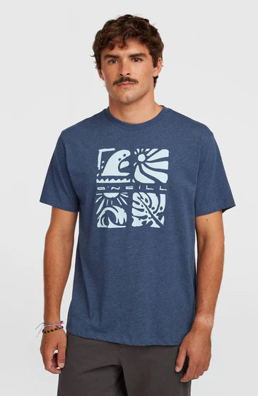O´Neill Melange Front Print T-shirt Dark Blue