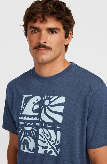 O´Neill Melange Front Print T-shirt Dark Blue
