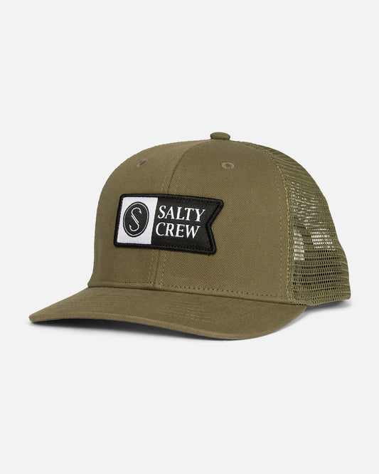 Salty Crew Pinnacle Boys Retro Trucker Kids Oil Green