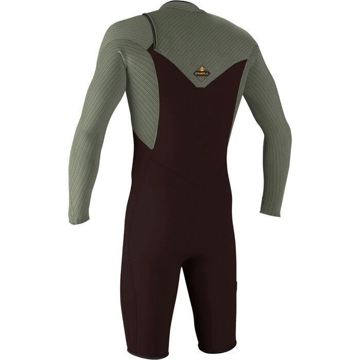 O'Neill Mens Hyperfreak 2mm Chest Zip Long Sleeve Springsuit Wetsuit Green/black