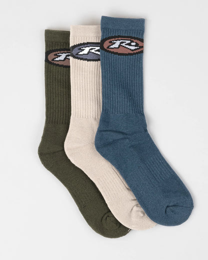 Rusty High Times Mid Calf 3 pack Socks