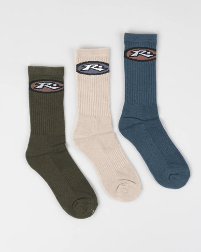 Rusty High Times Mid Calf 3 pack Socks