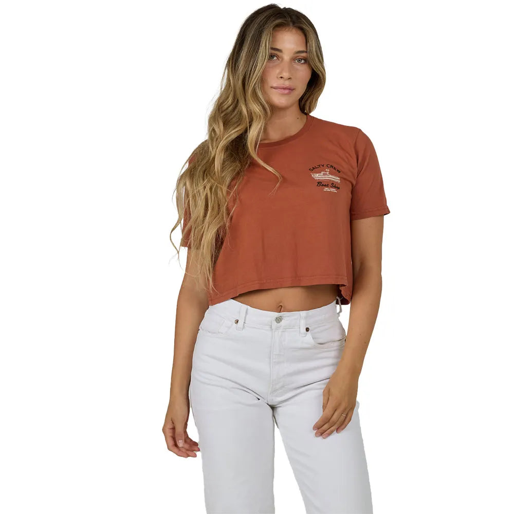 Salty Crew Boat shop crop tee - Sierra